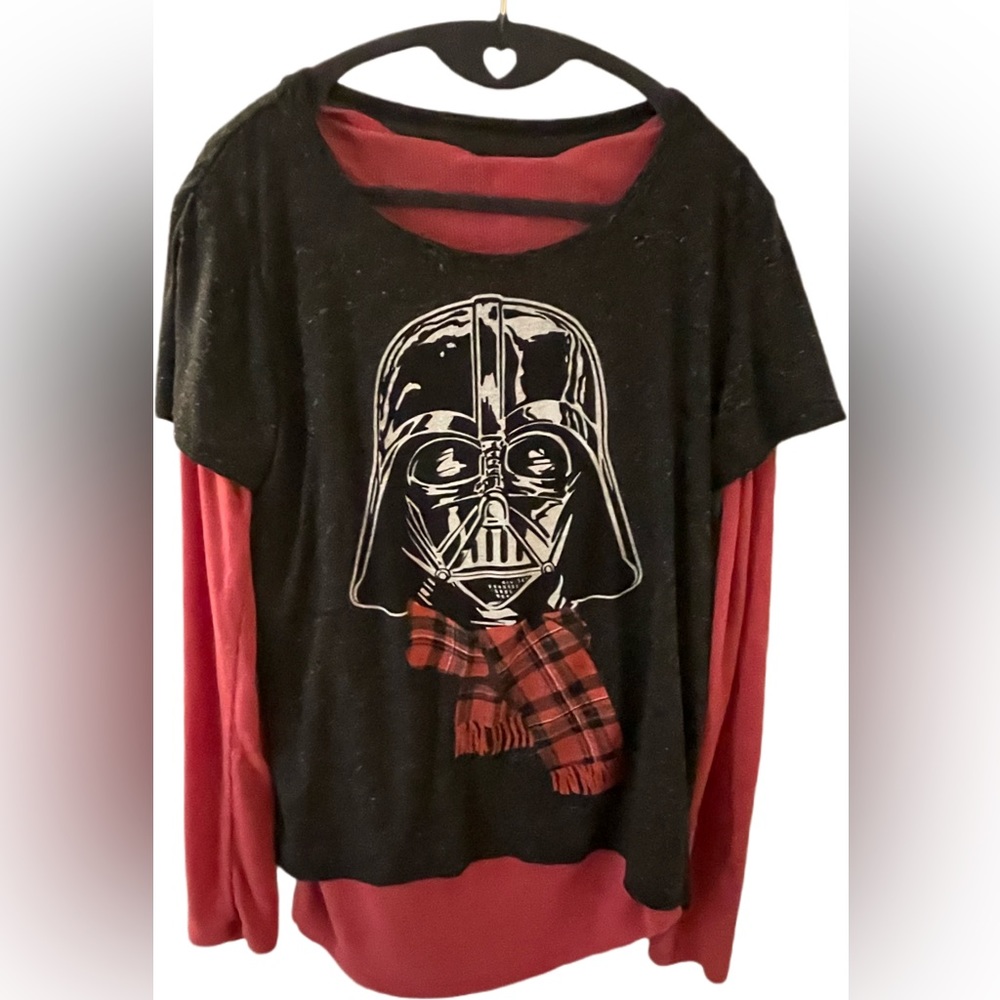Two pieces! Star Wars Darth Vader T-Shirt and red long sleeve t-shirt Sz. L